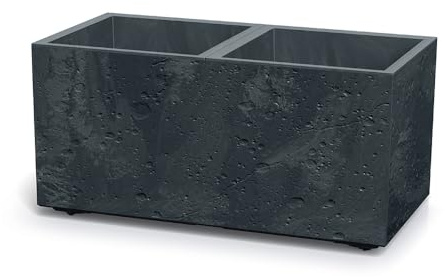 Kreher Pflanzkasten Betonoptik aus Kunststoff (Anthrazit, 77x39) | Marmorierte , robuster , verschiedene Formate für Balkon, Terrasse und Garten