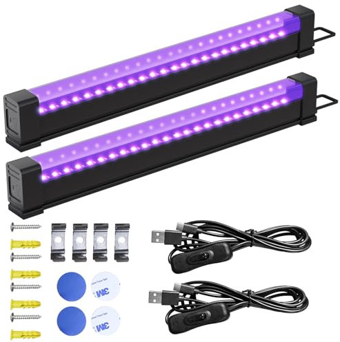CREATESTAR Lumière Noire LED 5W, lot de 2 Projecteur lumière noire UV, Projecteur UV LED pour fête lumineuse, Affiche fluorescente, Disco, Bar, éclairage de scène, Halloween