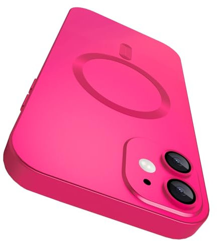 VCGFJD Coque magnétique pour iPhone 12, Compatible avec Magnetic, [Protection d'objectif d'appareil intégrée] Coque de Fine en TPU Souple Antichoc Mate métallique (Rose Chaud)