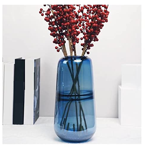 Vase Vase en verre simple, Pot de fleur hydroponique bleu, Arrangement de fleurs, Vases ambre transparents, décoration nordique moderne for la maison Convient pour la décoration de la maison à manger(