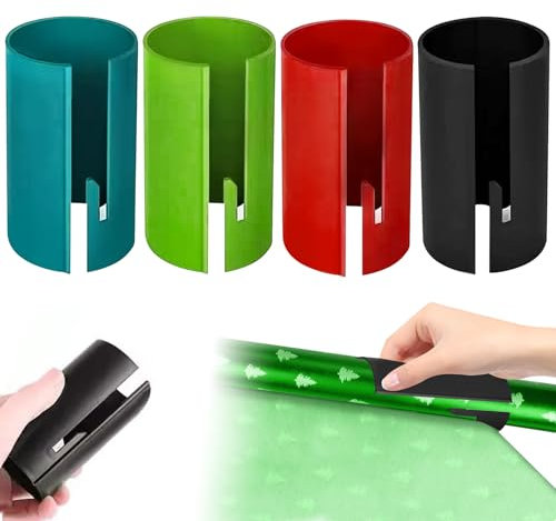 4PCS Coupe Papier Cadeau Rouleau,Coupe Papier D'Emballage,Coupe-papier d'emballage,Coupe Papier Rouleau,Découpe Papier Cadeau pour Anniversaire,Wrapping Paper Gift Wrap Cutter