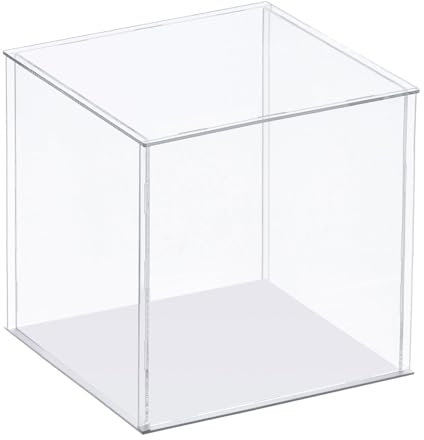 TA-VIGOR Transparente Acryl-Vitrine, 30 x 30 x 40 cm, zusammenbaubar, würfelförmige Aufbewahrungsbox, Organizer, Ständer, staubdichter Schutz, Vitrine mit weißem Boden für Sammlerstücke
