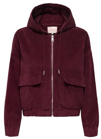 ONLY Damen Onlkenzie L/S Cord Jacket PNT Noos Kurze Cordjacke Mit Kapuze, Tawny Port, s