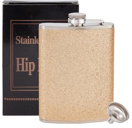 NICENEEDED 8oz Stainless Steel Hip Flask, Bling Flask for Women, Glitter Flask with Funnel Leakproof Hip Flasks Portable Flask for Wine Whiskey Liquor Drinking