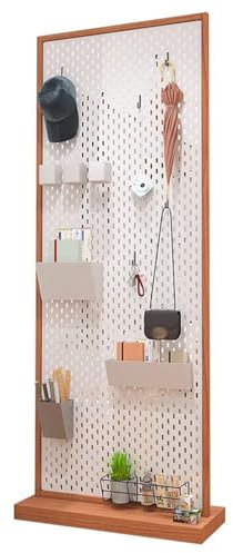 Raumteiler Paravent Einfacher Stecktafel-Präsentationsständer, Raumteiler, unabhängige Raumtrennwand für das Heimbüro, Faltbarer dekorativer Bildschirm(Teak Color,80x200cm/2.6x6.5ft)