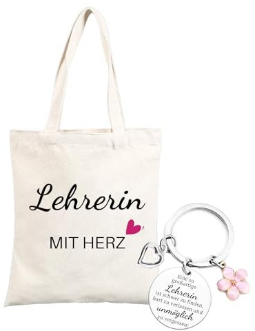 jenich Lehrerin Geschenk Lehrerin Stofftasche Lehrerin Schlüsselanhänger Erzieherin Geschenk Lehrerin mit Herz Lehrerin Abschiedsgeschenk Weihnachtsgeschenke Danke Geschenk für Lehrer Frauen