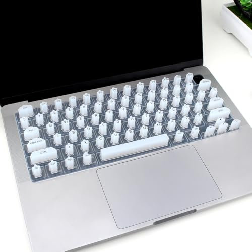 HRH Keyboard Cover for Long Nails, Silicone Raised Keyboard Cover Protector for Nail Art, Comfortable Typing for Long Nails, Perfectly Compatible with MacBook Pro13 2020-2023, US ANSI (White)