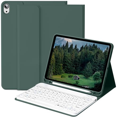 BFGTSJF Tastatur Hülle für iPad (A16 /10.) 2025/2022 QWERTZ, Dunkelgrün | für iPad A16 11. Generation 11 Zoll 2025 iPad 10. Gen 2022 10,9 Zoll, Magnetisch Abnehmbarer Bluetooth Tastatur QWERTZ Layout