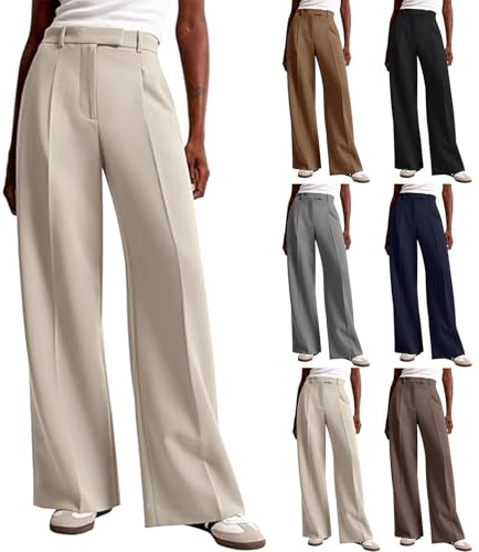 Anzughose Damen Elegant Locker Palazzo Hose Stoffhose Sommerhosen Bequeme Weite Business Hosen Freizeithose Lässig Leichte Dehnbar Lounge Mit Taschen