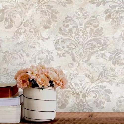 SOPHIE LAURENCE Cream Marble Effect Wallpaper Floral Damask Gold Metallic Shimmer Feature Wall