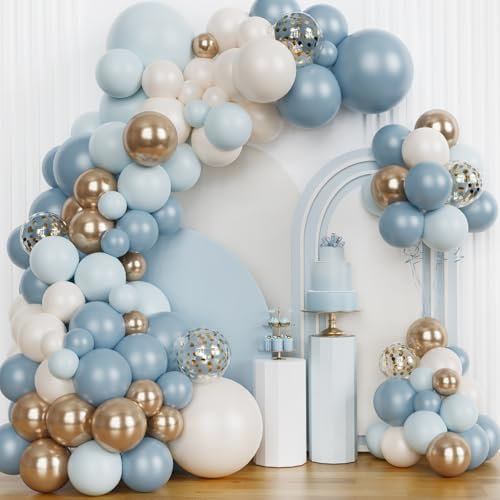 147Stück Blau Luftballon Girlande Kit Blau Gold Balloons Geburtstagsdeko für Babyparty Hochzeit Party Dekorationen Junge Mädchen