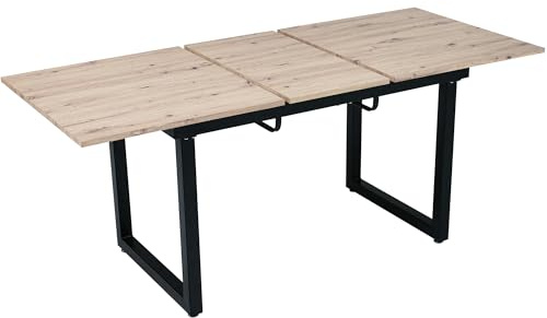 Lahoomu Esstisch Küchentisch Ausziehbar 140/180x80cm, Industriestil Esszimmertisch Tisch Küche Dining Table Kitchen, Kaffee-Freizeittisch, moderner einfacher Esstisch aus Eisen, Eicheoptik