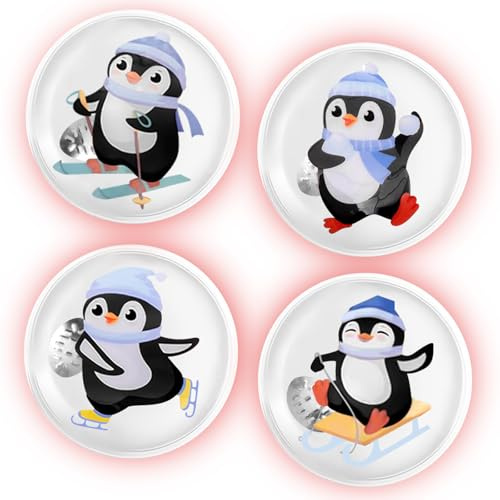 4 Stück Taschenwärmer Wiederverwendbar, Taschenwärmer Handwärmer Pinguin, Handwärmer Taschenwärmers Wiederverwendbar, Penguins Handtaschenwärmer, Taschenwärmers Kinder Erwachsene, für Kalte Tage