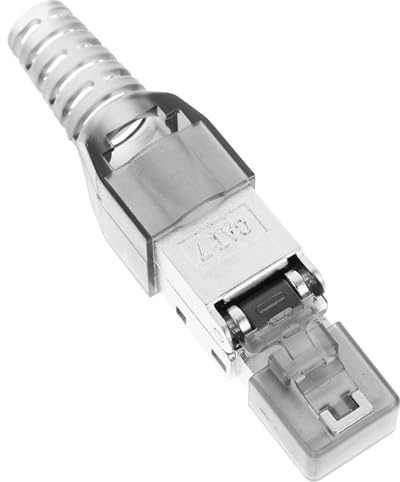 FIXOSHEE Cat Ethernet Cable Modular Plug Shielded Network Connector Pass Through Modular Plugs for Laptop Router Smart Tv Desktop Compatible