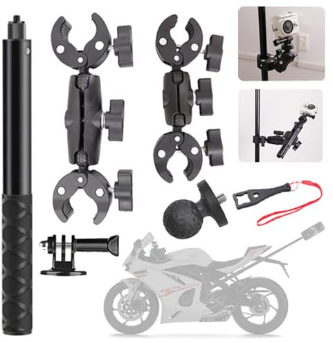 Accessories for Insta 360 x4, for Insta 360 x3 Motorcycle Kit, Camera Stand, 360 Degree Rotation, Double Clamp, Aluminium, Double Stability, for Insta360 x5, x4, x3, x2, For One Rs, For Ace, Ace Pro