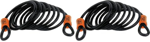 Burg Wächter Spiralkabel mit Zwei Ösen, Sicherheitskabel für Fahrrad, Motorrad, E-Scooter, Gartenmöbel, Diebstahlschutz, Universalseil 750 250, Schwarz, 2,5 m (Packung mit 2)