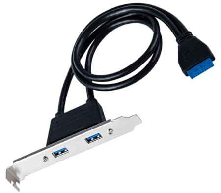 Adattatore USB 3.0 per Scheda Madre Header 20 Pin | Staffa Posteriore per Chassis, Doppia Presa Femmina, Installazione su Slot Pci, Rivestimento Pvc Nero