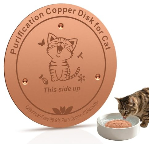 Disco cobrizo para bebedero gatos Placa de soporte con triple de 10,16 cm | Plato de cobre para fuente de agua para gatos, para uso al aire libre, patio, jardín, césped, granja