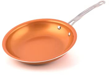 MASTERPAN Kupferpfanne Runde Pfanne, Antihaft, 25,4 cm (10 Zoll) 10” Inch Diameter kupfer