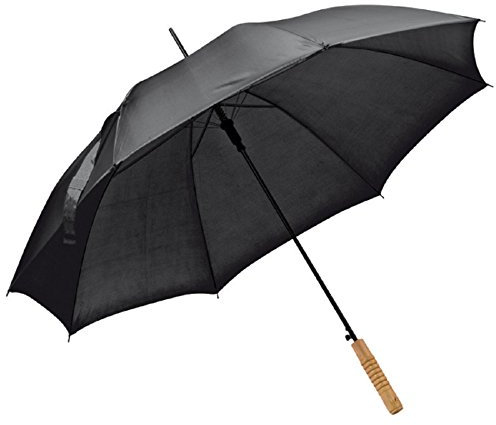 sinsey 2er Set Automatikstockschirm mit geradem Holzgriff (schwarz)