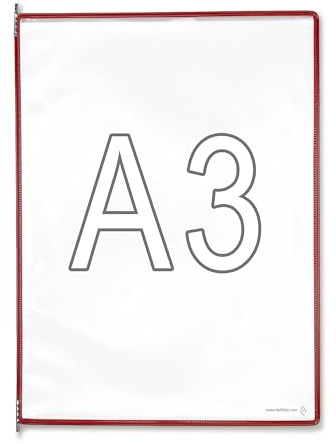 Djois, 113003 – Sichttafeln A3 Hochformat, Stahlrahmen, 10 Stück, Rot | PVC Antireflex, Stahldrahtrahmen, Metallzapfen, Kompatibel mit Tarifold Haltern, für Lean Management
