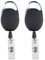 Lot 2 Enrouleurs Noir pour Porte Badge à Mousqueton - Avec yoyo et cordon rétractable de 62cm