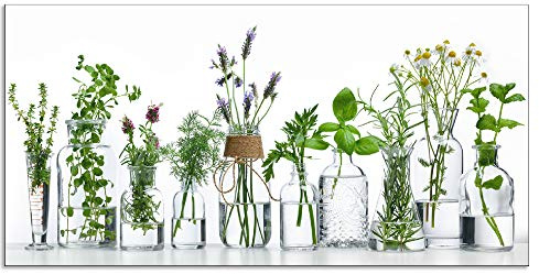 ARTland Spritzschutz Küchenrückwand aus Alu für Küche Herd Spüle 100x50 cm (BxH) mit Motiv Pflanzen Kräuter Gewürze Lavendel Basilikum Blumen H9KE