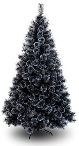 6ft Schwarz Christbaum Kunsttanne Schnee, Strömten Feelreal Fichte Künstlicher Weihnachtsbaum Auto-verbreitung Unbeleuchtete Schnee-effekt Christbaum Für Urlaubsdekoration-schwarz 6.8ft(210cm)