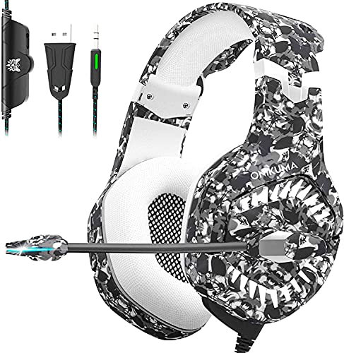 Gaming Headset for Xbox One, PS4, PS5, Over-Ear Gaming Headphones with 7.1 Stereo Surround Sound, Noise Cancelling Mic, LED Light, Soft Earmuffs, Headset for PS4, Xbox One, PC, Laptop