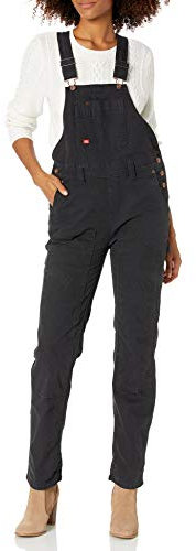Dickies Salopette Doppia con Bretelle in Anatra Tuta, Nero Risciacquato, XS Donna