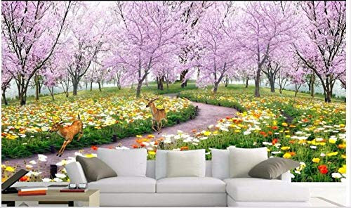 Benutzerdefinierte 3D Tapete Große Tapete Sehr Schöne Kirschbaum Blumen Meer Tv Hintergrund Wand Vlies Tapete,400 * 280Cm