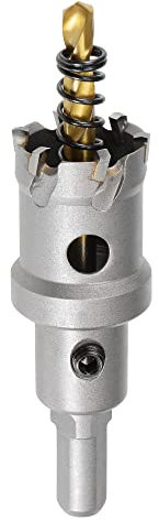 sourcing map Scie-cloche en carbure de tungstène 26 mm pour tôle d'acier inoxydable, tige triangulaire antidérapante, avec foret central revêtu de titane