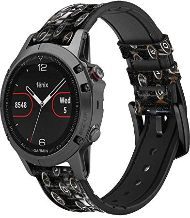 Innovedesire Typewriter Smart Watch Armband aus Leder für Garmin Vivoactive 4S Vivomove 3S Größe (18mm)