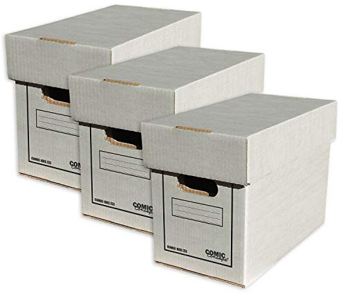 Comic Concept 3X Comic Box (kurz) mit Deckel, stapelbarer Karton
