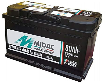 MIDAC IT4 AGM TYPE 115 AGM Car Van SUV Battery Start Stop - 12V 80AH 800A (EN) - NO SPILL - Made in Italy