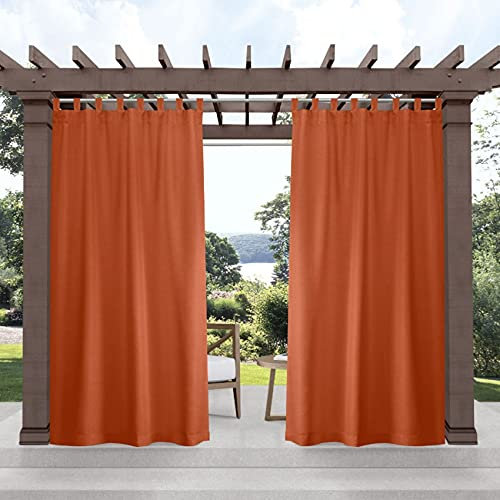 Exclusive Home Cabana Solid Indoor/Outdoor Light Filtering Hook-and-Loop Tab Top Curtain Panel, 54x96, Mecca Orange, Set of 2