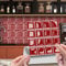 30pcs Wall Tile Stickers, Hiser Square Retro Marble Mosaic Style Waterproof Decals Sticker for Kitchen Living Room Bathroom Home Floor DIY Decor Self-Adhesive (Red,20x20cm)