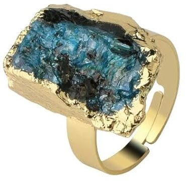 Anillo De Ágatas De Roca Negra Natural Anillo De Piedra Cruda Irregular De Cristal Anillos De Piedra Abiertos Ajustables Para Mujer Anillos De Dedo De Tobillo De Equilibrio De Reiki Anillo De Etern