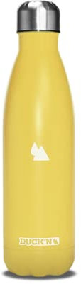 Duck'n Bouteille Isotherme Jaune Anis, Bouteille Réutilisable, Gourde Isotherme, Bouteille à Double Paroi en Acier Inoxydable 500ML, Bouteille Etanche sans BPA