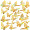 JYPHM 24 Stück 3D Schmetterlinge Deko Abnehmbare Dekoration Wandtattoo Butterfly Wandsticker Schmetterling Wandaufkleber Heimdeko Kinderzimmer Schlafzimmer Deko Buntes Gold