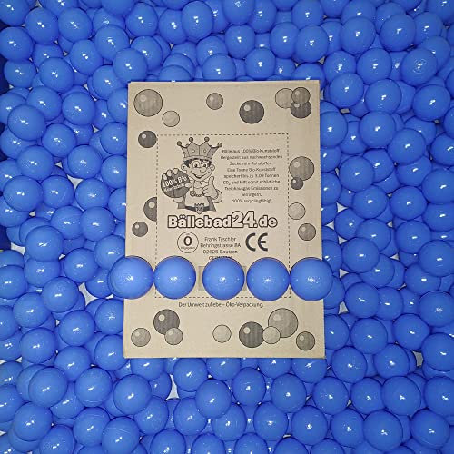 100 Bio-Kunststoff Bällebad Bälle aus nachwachsenden Zuckerrohr - Rohstoffen, 6cm Ø, Kindergarten und Gewerbequalität-BB02 (Hellblau 44)