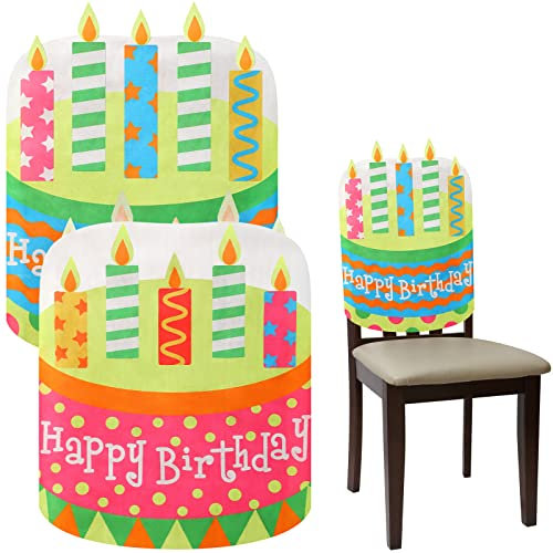 Tegeme Geburtstagsstuhlbezug, 2 Stück, Geburtstagssitzbezug für Klassenzimmer, Geburtstag, Stuhlbezug für Klassenzimmer, Cupcake-Stuhlbezug für Kinder, Geburtstag, Stuhlbezug für Zuhause, Schule, Büro