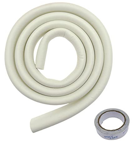 JZK Protectores de borde de espuma de 2 m, color blanco marfil para proteger los bordes de la espuma de seguridad para la mesa, la cama, la librería, la esquina de la escalera