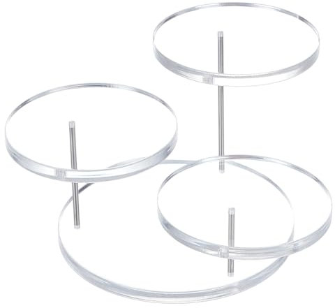 FINGERINSPIRE Round Acrylic Finger Ring Riser Clear 3 Tier Jewelry Display Stands for Rings Bracelets Watches Small Cupcake Stand Display Rack for Action Figures, Collectibles, Gem, Crystals, Rocks