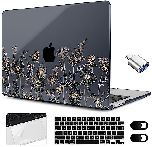 MEEgoodo Custodia trasparente per MacBook Air 15 M3 2024 2023, custodia trasparente adatta al modello A3114 A2941 con M3/M2, guscio rigido per laptop con copertura per tastiera, copertura per