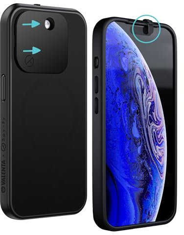 Spy-Fy iPhone 15 Pro MagSafe Kompatibel Hülle mit Kameraschutz | Handy Kamera Abdeckung vorne und hinten | Schutzhülle mit Kickstand | Privacy Case | Handyhülle Schwarz | 2 Meter Fallschutz | 6,1 Zoll