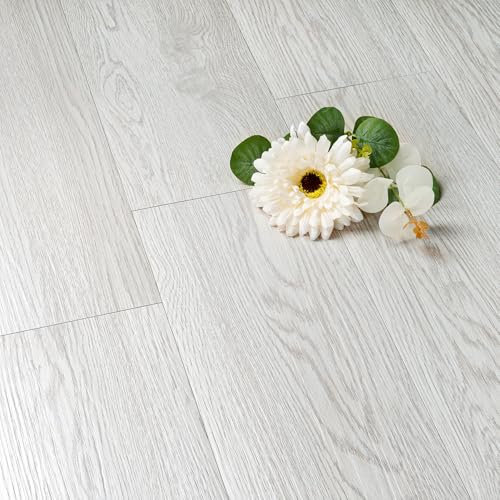 FunStick 90×15CM 35 Stück PVC Bodenbelag Selbstklebend Bodenfliesen Holzoptik Natur Vinylboden Selbstklebend Weiß Schlafzimmer Wohnzimmer Holzoptik Fliesenaufkleber Bad Küche Grau Klebefliesen Boden
