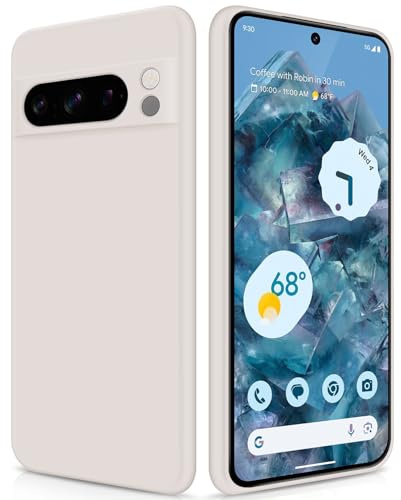 GiiYoon Hülle Kompatibel mit Google Pixel 8 Pro, Hochwertiges Liquid Silicone Case, Rundumschutz Handyhülle, Kratzfestes Weiches Mikrofaserfutter- Weiß