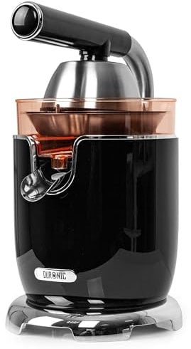 Duronic JE605 Spremiagrumi elettrico 600W, Estrattore inox 400ml, Spremiagrumi con leva e filtro regolabile, Spremitore per agrumi con 2 coni, per succo di arancia limone lime pompelmo