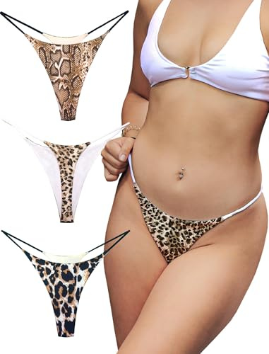 KUKU PANDA Cotton Thongs for Women Sexy Seamless Woman G String Panties 3 Pack Set